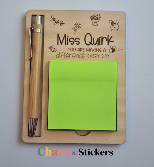 Pen and Sticky Note Wooden Holder