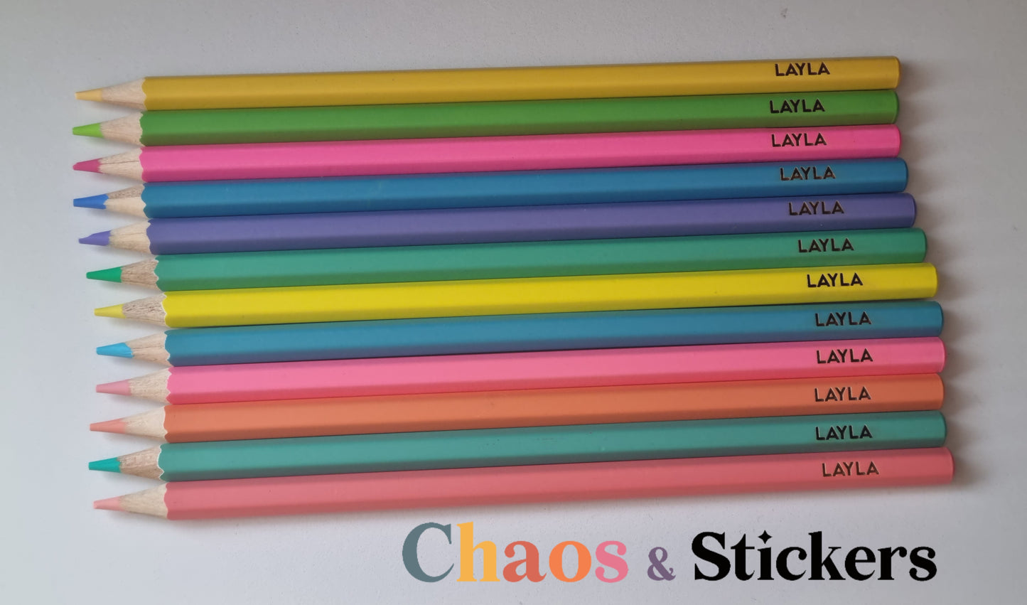 12 x Engraved Colour Pencils Set