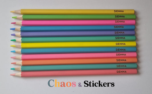 12 x Engraved Colour Pencils Set